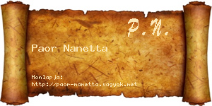 Paor Nanetta névjegykártya